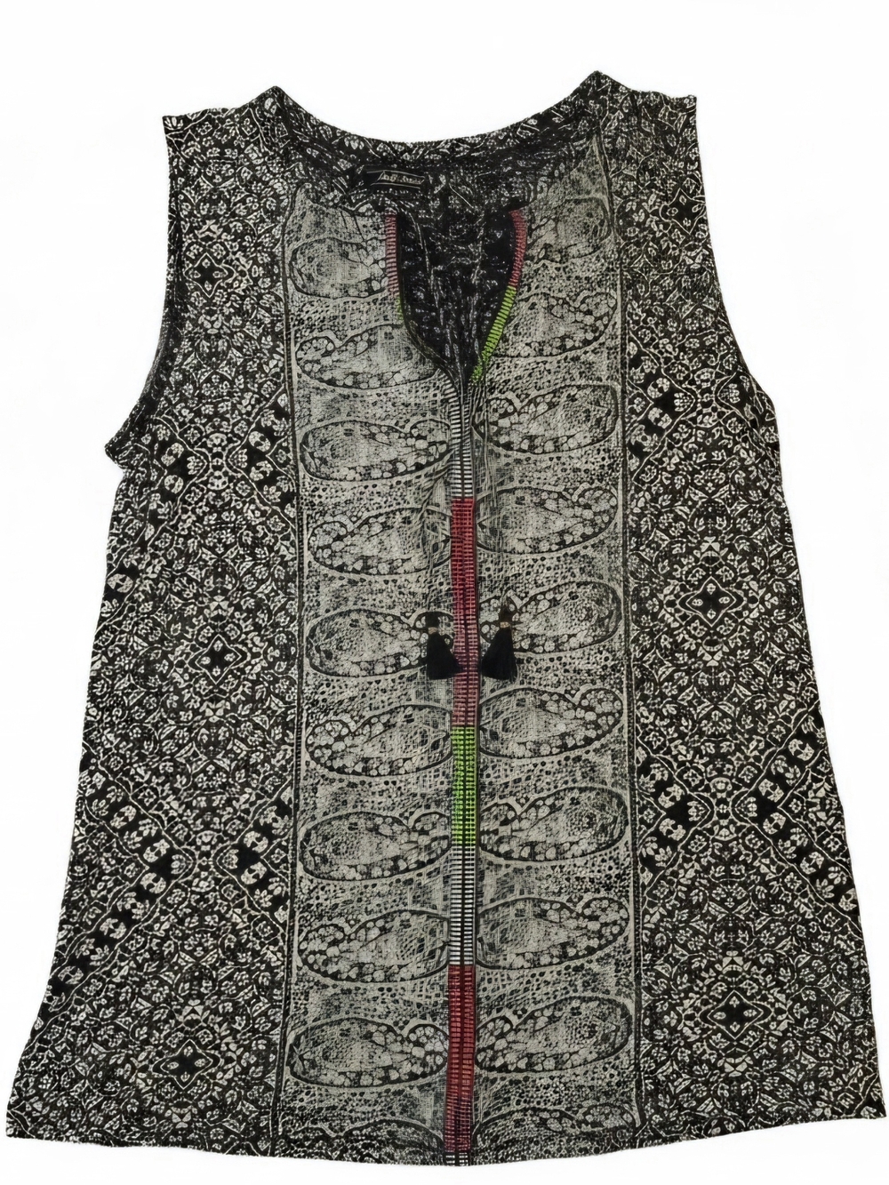 Lucky Brand Sleeveless Bohemian Paisley Print Tunic Blouse Small